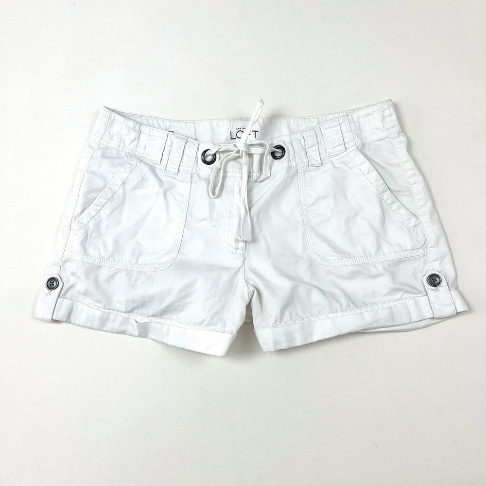 Ann Taylor LOFT Shorts Drawstring Waist Womens M Coastal Lightweight Cargo‎ - Picture 2 of 10